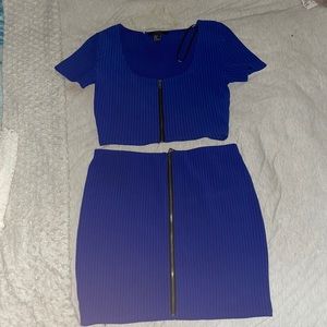 Royal blue matching two piece skirt set. Medium